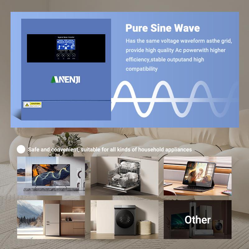 ANENJI 6.2KW 4KW 5KW 11KW Hybrid Solar Inverter 48V 24V Pure Sine Wave 100A 120A 160A  MPPT Solar Inverter With WiFi PV 500VDC