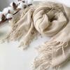 Cashmere Scarf Solid Color Fringed Shawl Long Warm Thickened Scarf Dual-Purpose