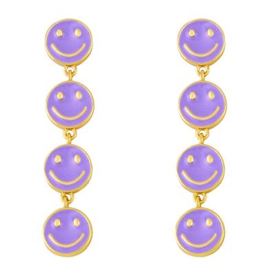 2023 New Explosive Earrings Europe And The United States Simple Sweet Cute All -Match Girls Long Tassel Smiley Face Earrings For Women