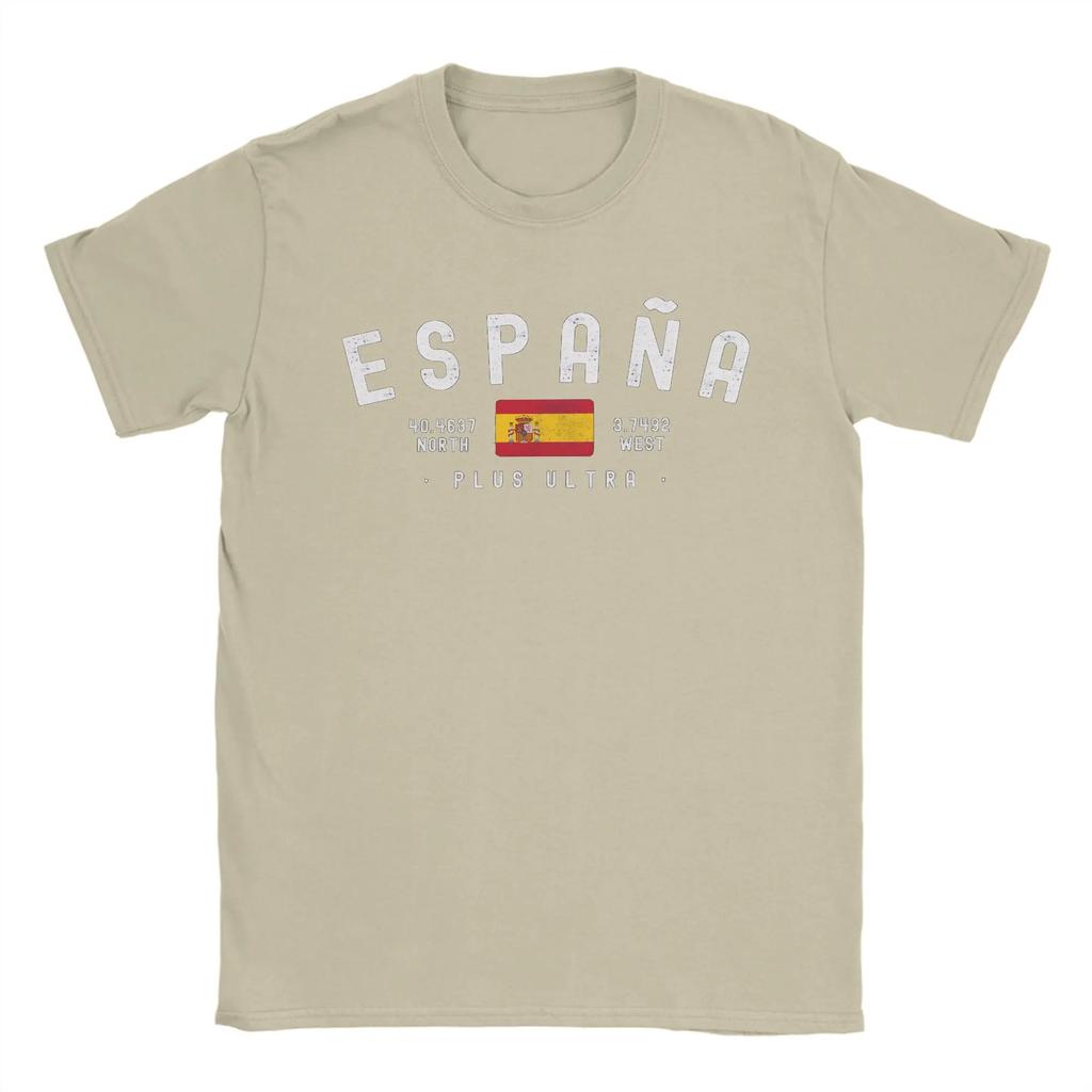 Men T-Shirts Spanish Flag  Casual 100% Cotton Tees Short Sleeve  T Shirts Crewneck Clothes Summer