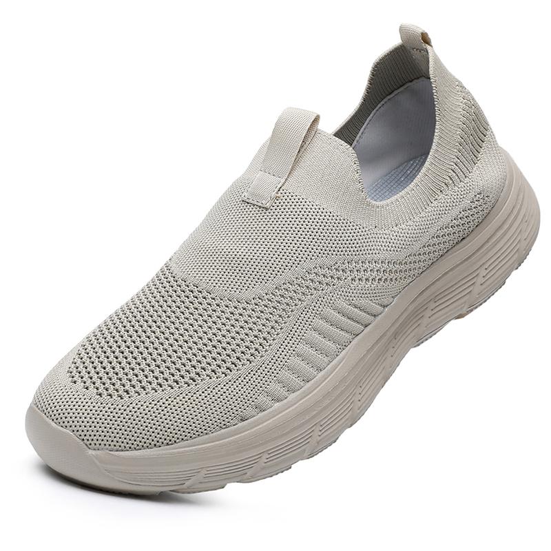 

Men Shoes Lightweight Sneakers Fashion Running Shoes Breathable Slip On Wear-resistant Men Tennis Shoes Zapatillas Hombre 39 бежевый