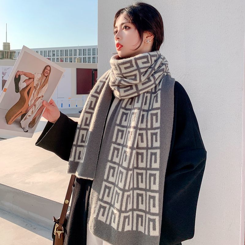New Scarf Women's Long Winter All Match Scarf Imitation Cashmere Korean Style Warm and Cute Knitted Girl Student Fashion