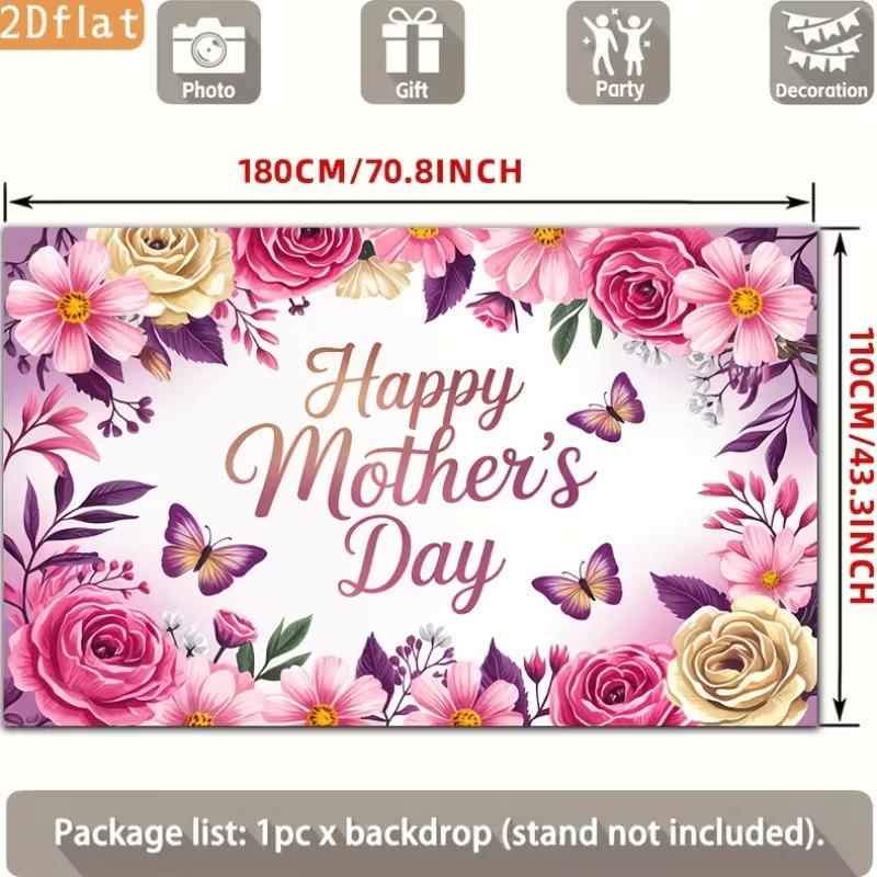 2D Happy Mother's Day Backdrop, Spring Flower Background for Mother's Day