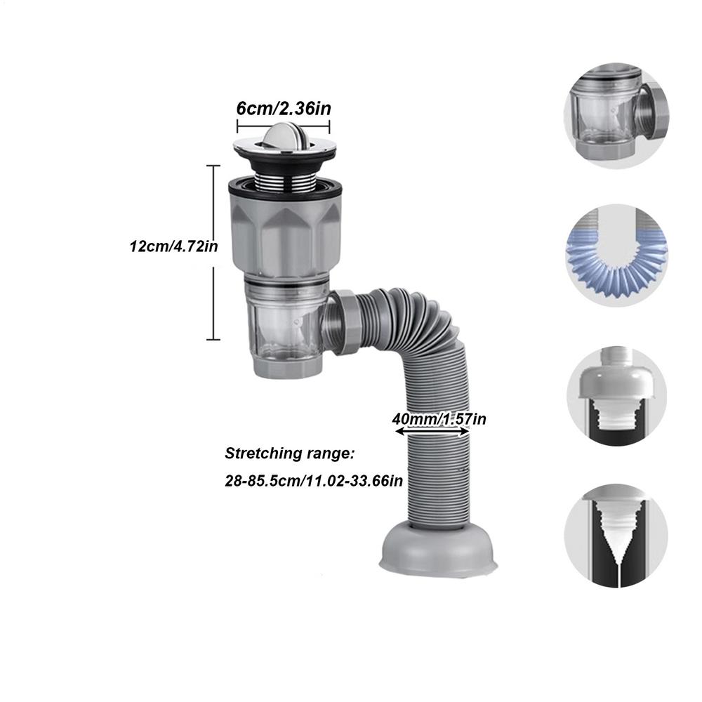 Tubo di scarico flessibile espandibile anti-odore, tubo di uscita scarico, tubo di scarico per lavabo regolabile, sigillante, tubo di scarico anti-odore