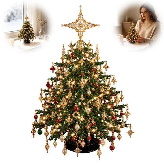 Kit Ornamento Festivo da Interno Kit Albero di Natale Perline Fai da Te, Set Artigianale Festivo in Cristallo Sintetico Decorazione per la Casa Fatta a Mano per Adulti Principianti, Fatto a Mano