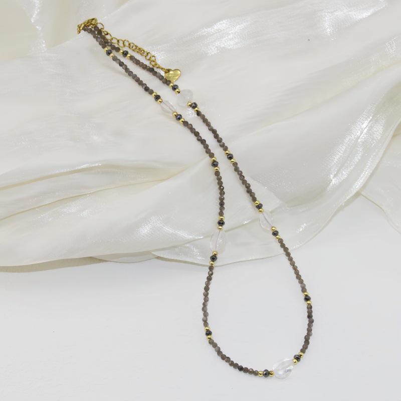 Autumn/Winter Smoky Gray Agate Beaded Necklace Chain