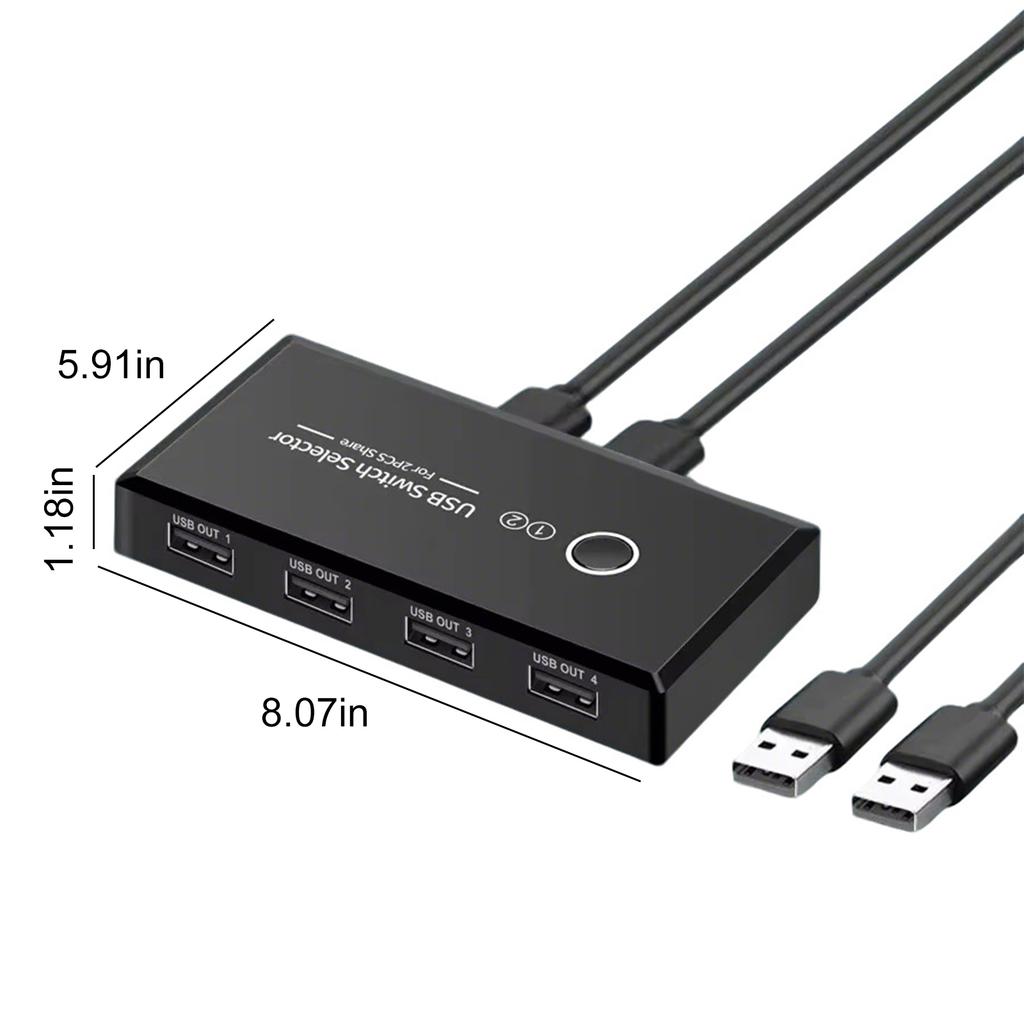 USB 3.0 Switch Selector with 2 Cables USB Switcher One Button Switch Adapter for PC Laptop Keyboard Mouse Printer Scanner