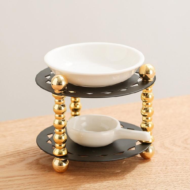 Ceramics Essential Oil Warmer with Tealight Candle Spoon Aromatherapies Wax Melt Burners Diffuser for Relaxation Space