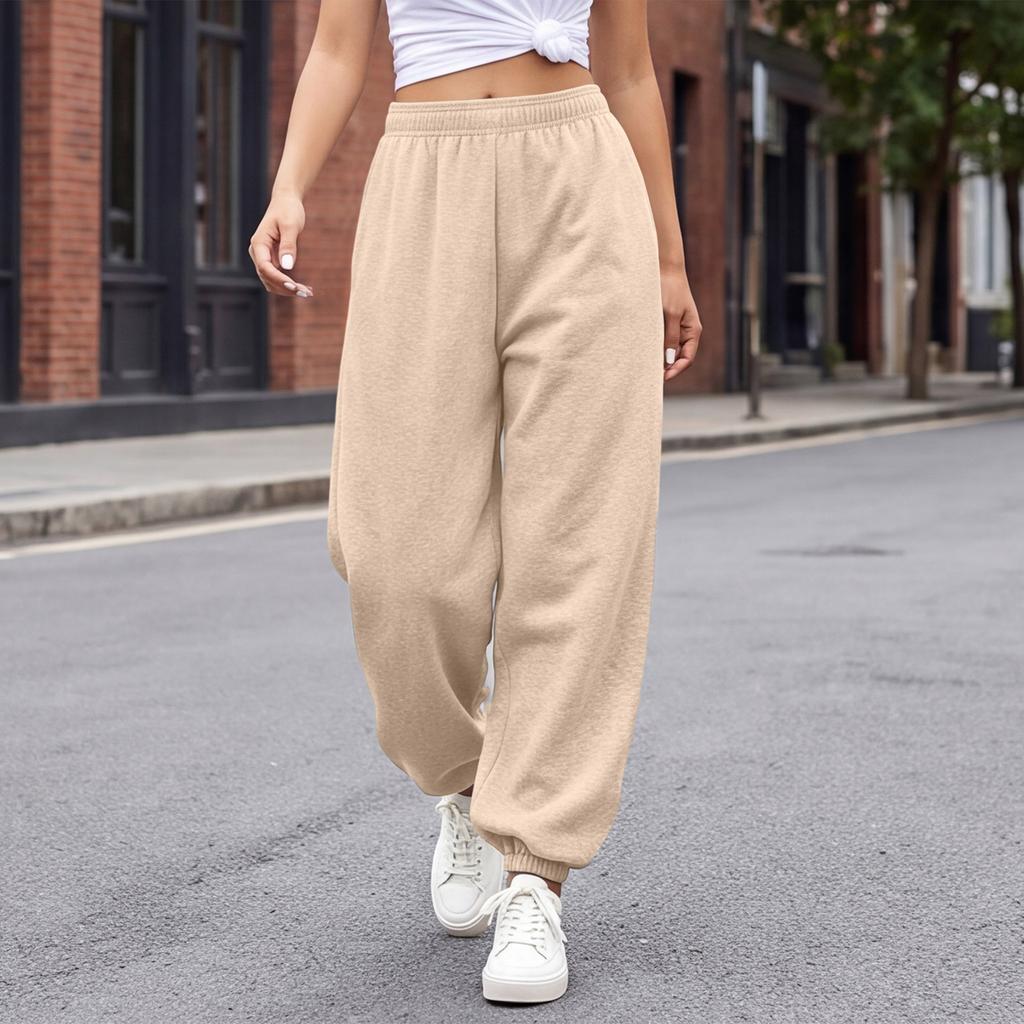 Women's Color Loose Pants Casual Jogger Sweatpants with Tapered