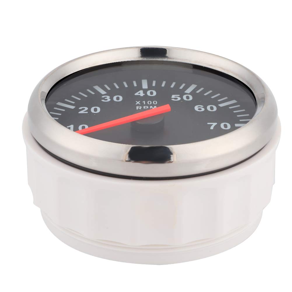 Akozon Pointer Digital Tachometer Waterproof Red LED Backlight Gauge 8000 RPM /24V Marine Hour