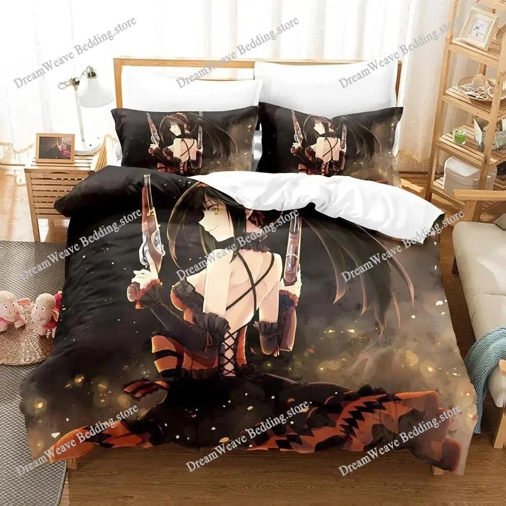 Date A Live Tokisaki Kurumi Bedding Set Duvet Cover Bed Set Quilt Cover Pillowcase Comforter King Queen Size Boys Adult Bedding7