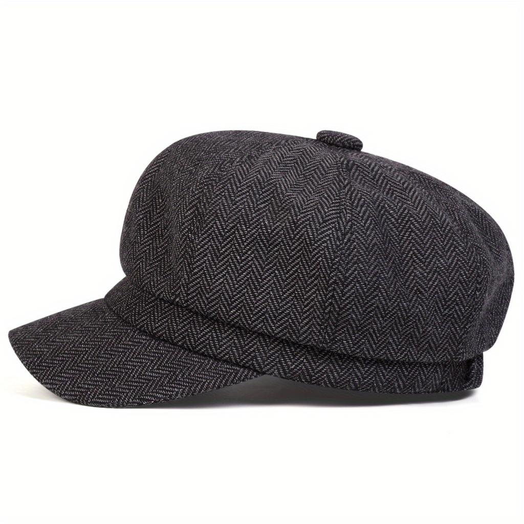 1Women's herringbone pattern octagonal beret hat, outdoor fashion casual hat suitable for autumn and winter travel, seaside parties