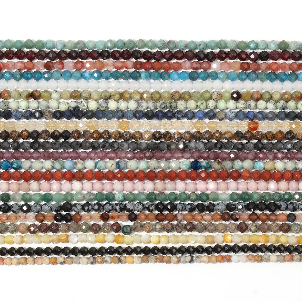 2 3 4mm Natural Faceted Citrine Opal Jade Onyx Gem Stone Beads Round Mineral Beads For Jewelry Making DIY Bracelet Accessories