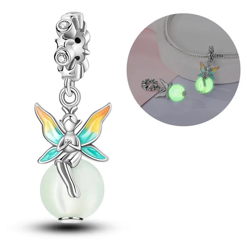 Copper Charm Chameleon Glowworm Light Bulb Firefly Star Moon Pendant Fit Original Bracelet Diy For Jewelry Making