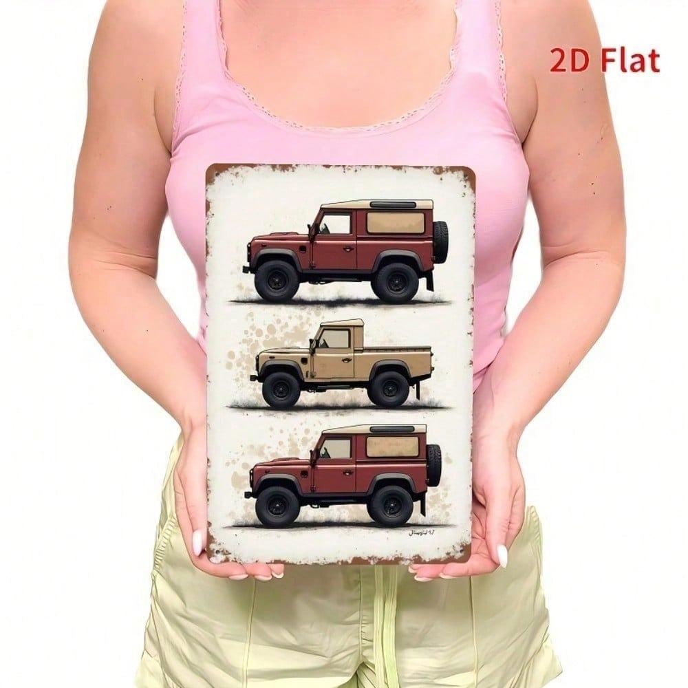 1pc 8x12 Inch Vintage Off-Road Vehicle Metal Sign Rustic Red Beige Distressed Wall Art Unframed Plaque