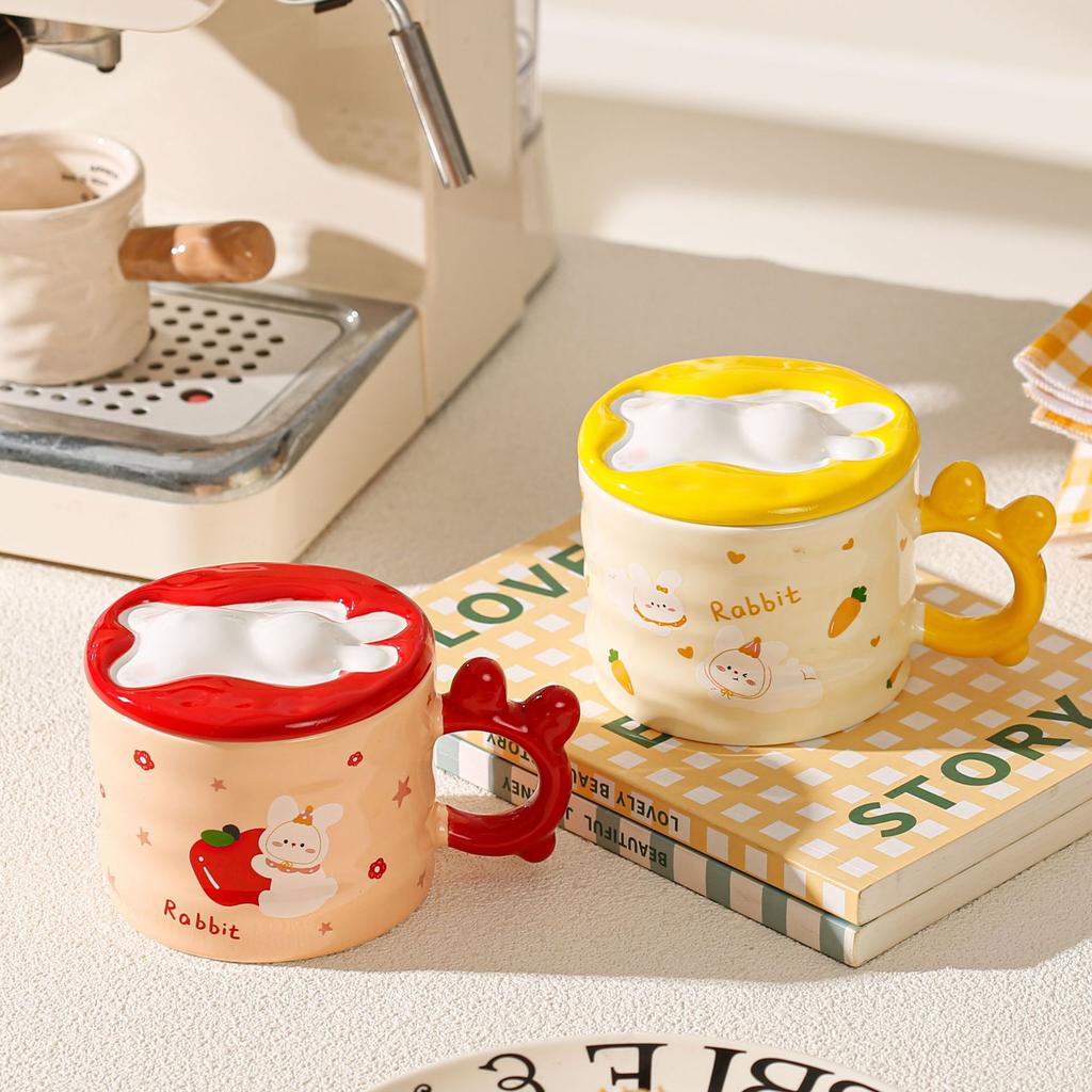 Fufu Puppy Rabbit Girl Mug High Looking Girl Water Cup Ceramic Cup Office Coffee Cup