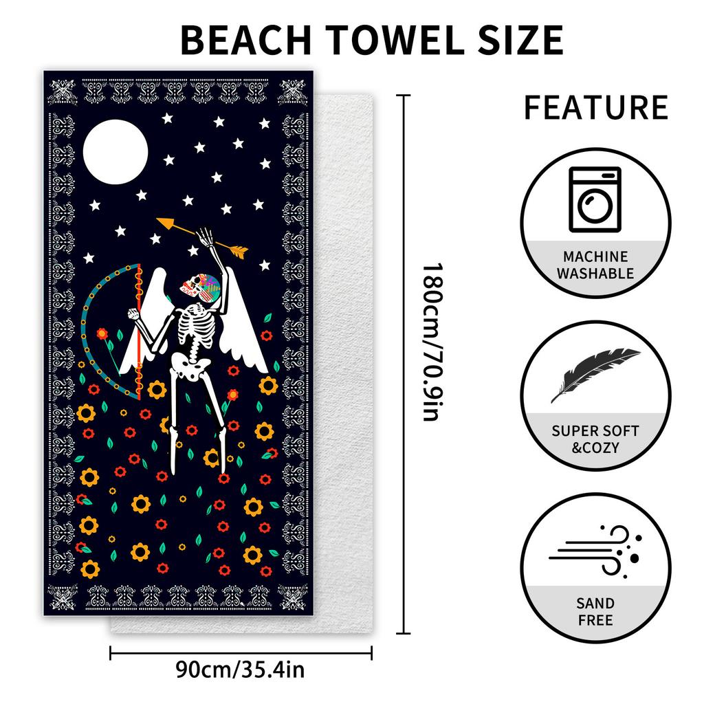 New, Double-sided Velvet Beach Towel Quick-drying Sports Towel Printed Bath Towel