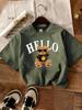 Cute Bear Says Hello Printed TShirts Women Casual Soft Short Sleeve Tops Loose ONeck T Shirts Summer Comfortable Woman Clothes