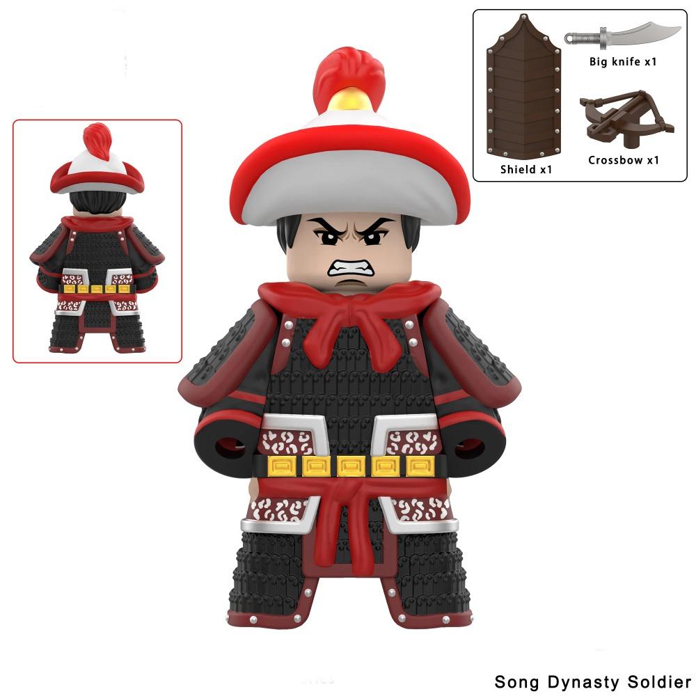 1pcs Ancient Chinese Hero Yue Fei General Military Armor Soldier Action Figures Building Block Sword Helmet DIY Brick Toy Gift