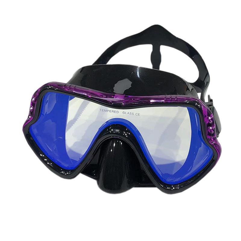 Tauchmaske aus Silikon mit großem Rahmen und gehärtetem Glas für Erwachsene