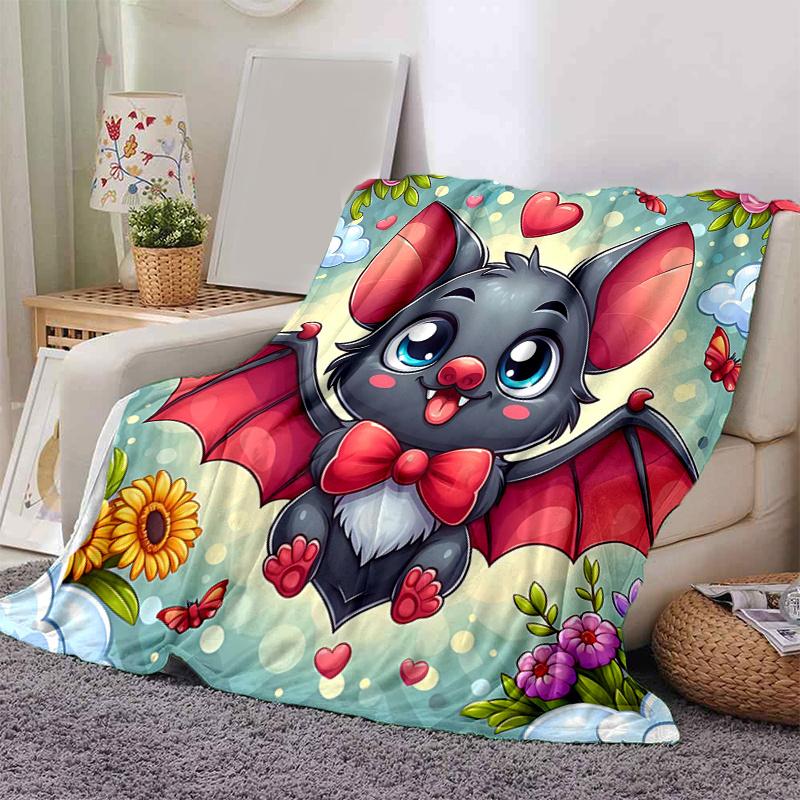 1pc Bat's Ideas Cartoon Blanket  Soft Throw for Home Decor, Gift Idea, Living Room, Travel, Camping, Car Blankets