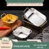 Korean Style Stainless Steel Square Plate for Fried Chicken, Snacks, French Fries, Cold Dishes, and Candy - with Ears