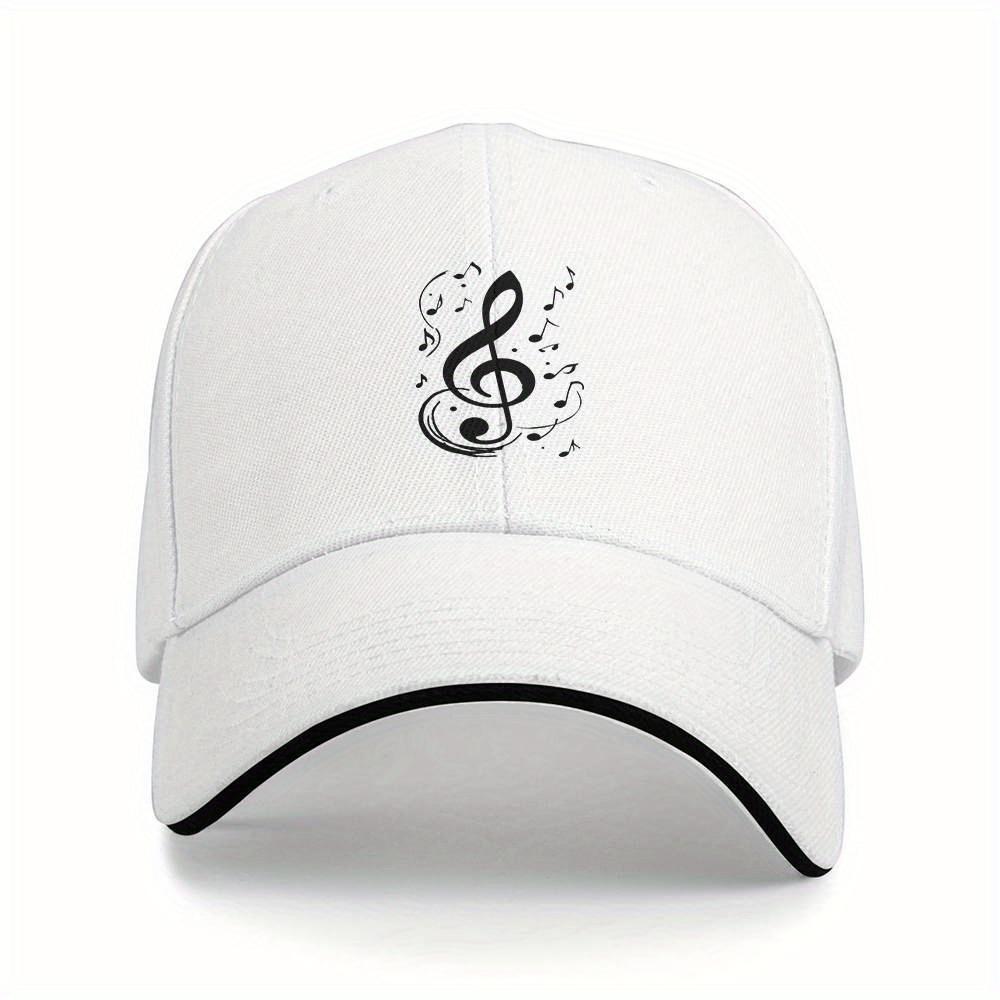 Music Treble Clef Notes Graphic Baseball Cap Polyester Adjustable Outdoor Unisex Hat