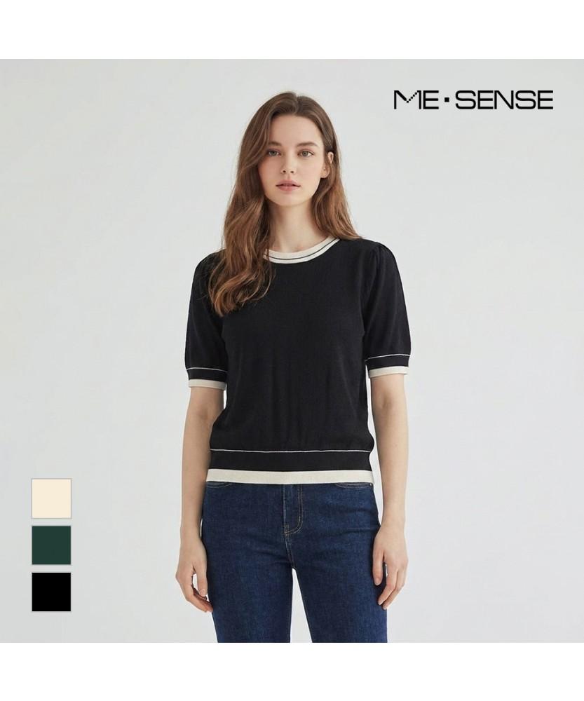 MESENSE Round Neck Contrast Short Sleeve Knit_Mb48Kns305Z