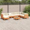 9 Piece Garden Sofa Set with Cushions Wax Brown Pine Wood