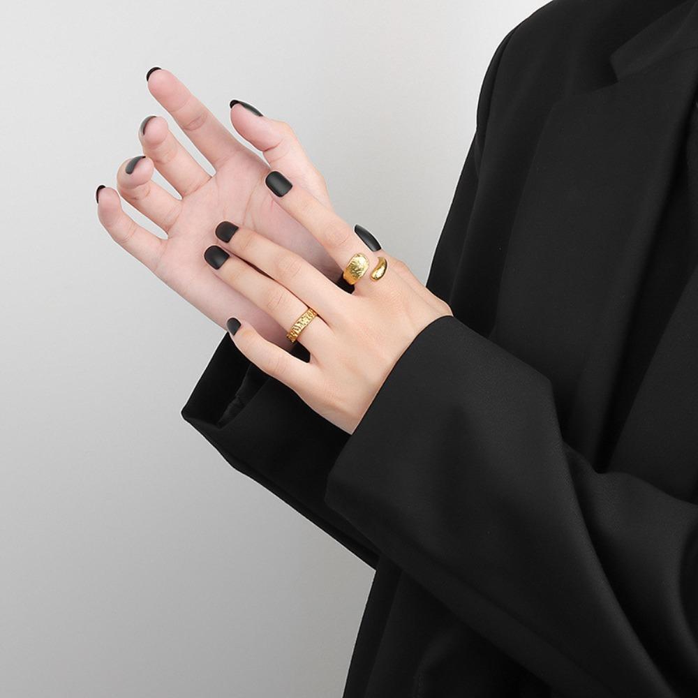 

Droplet Shape Exaggerated Ring Retro Style Resizable Ring Hot Sale Line Cross Ring Women