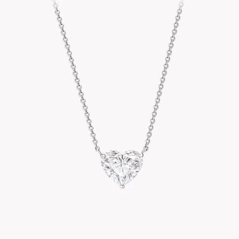 Musla Design 100% Pure 925 Sterling Silver Necklaces 9mm Aaa Zirconia Heart Pendant For Women Gift Wedding Jewelry