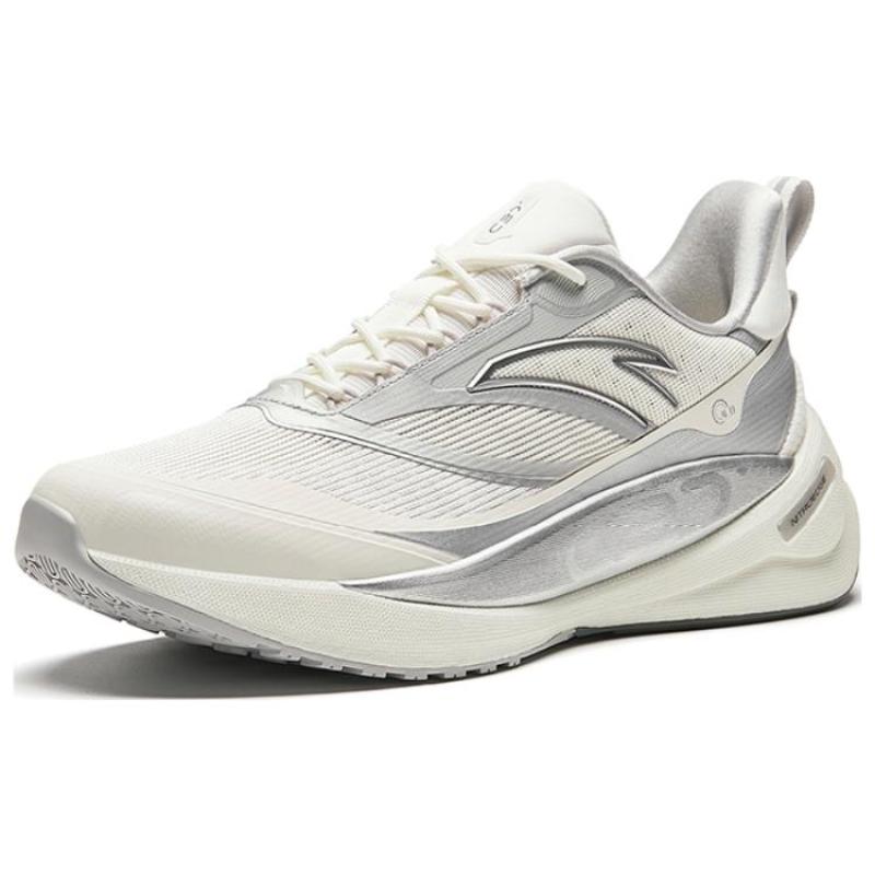 Anta Cushioning, Wear Resistant Low Top Running Shoes Men's White Silver Sneakers 912345538-2
