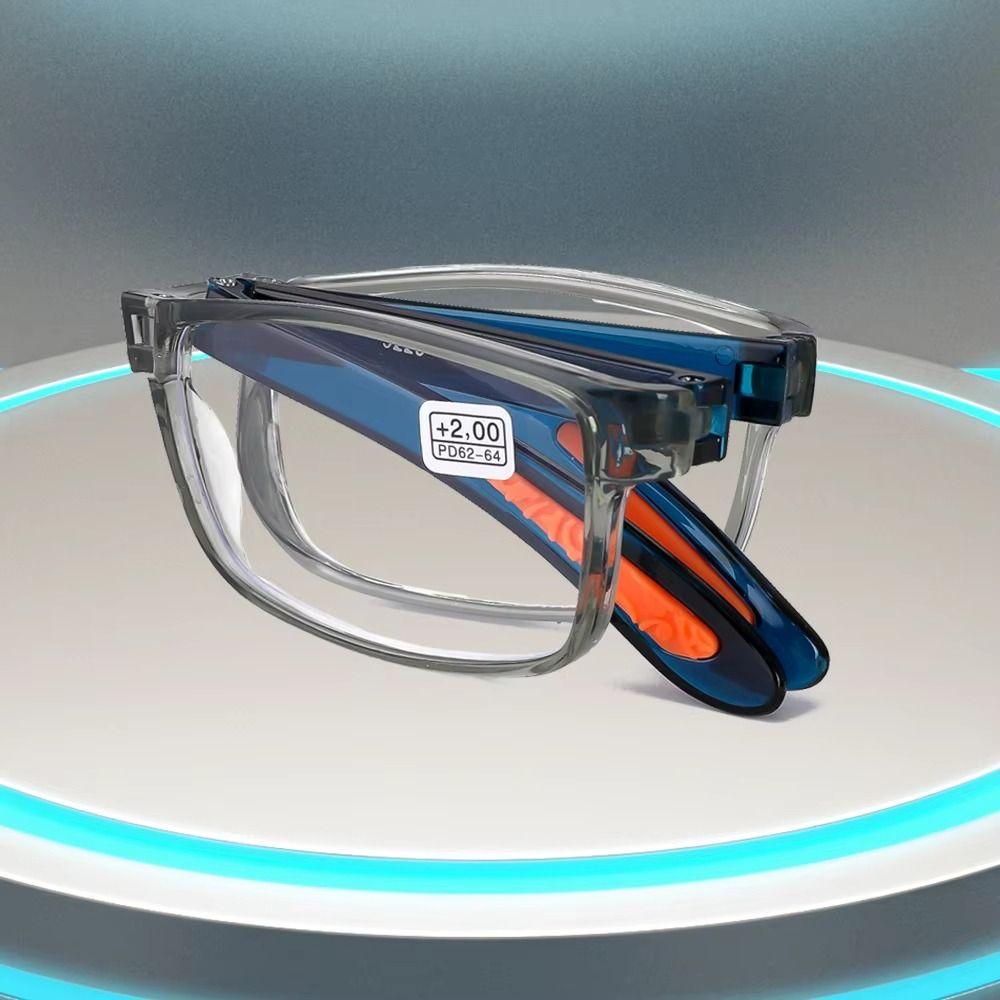 Square Frame Business Eyeglasses Blue+Grey Eye Protection Vintage Vision Care Men Women