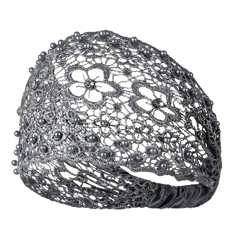 Blumen-Häkel-Stirnband Neuer Stil Perlenbesetztes Breites Rand-Haarband Für Frauen Effektive Weißhaar-Abdeckung Haarschmuck Stirnband
