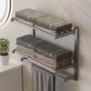 Buckle stainless steel bath towel rack, household bathroom towel rack, no punching, bathroom shower towel storage rack