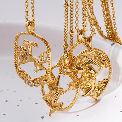 Athena Medusa Mermaid Chimera Necklace - Copper Plated Gold Clavicle Chain for Women