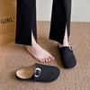 CRLAYDK Mule for Women Backless Loafers Slip On Mesh Hollow Out Flat Casual Walking Ladies Slides Closed Toe Buckle Slippers