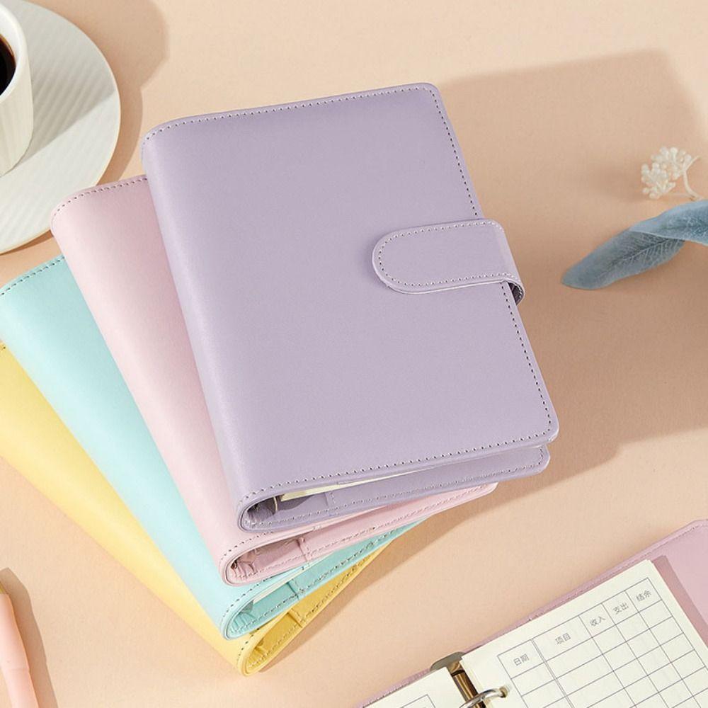 Macaron Color Cash Budget Ledger A6 PU Leather Folder Loose-leaf Notebook  Stationery