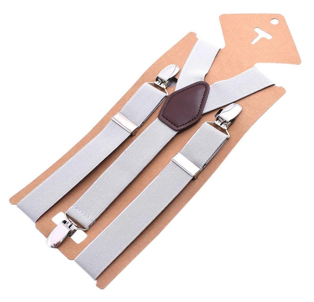 Unisex Adjustable Y-Back Suspenders Elastic 3 Clips Heavy Duty Braces for Pants Trousers