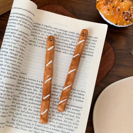 Baguette Coffee Stirrer Ceramic Mixing Stick Cute French Bread Design Heat-Resistant Coffee Spoon for Tea Beverage Stirring Kitchen Decor