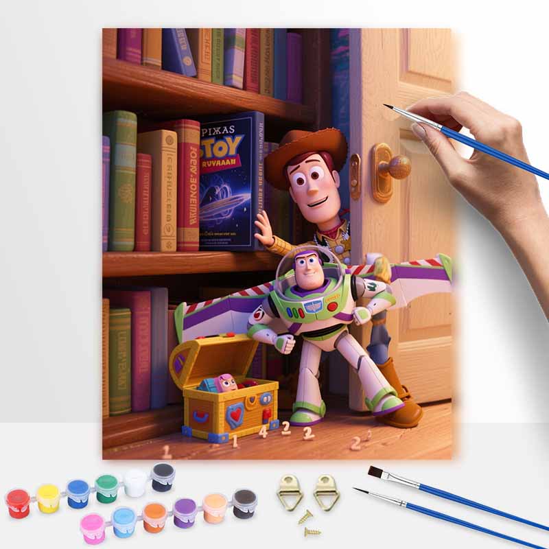 Disney Digital Oil Painting Art Kit Toy Story Buzz Lightyear Woody Handmade Coloring Painting Home Decor