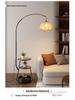 Antique-Style Floor Lamp with Integrated Coffee Table and Storage Rack