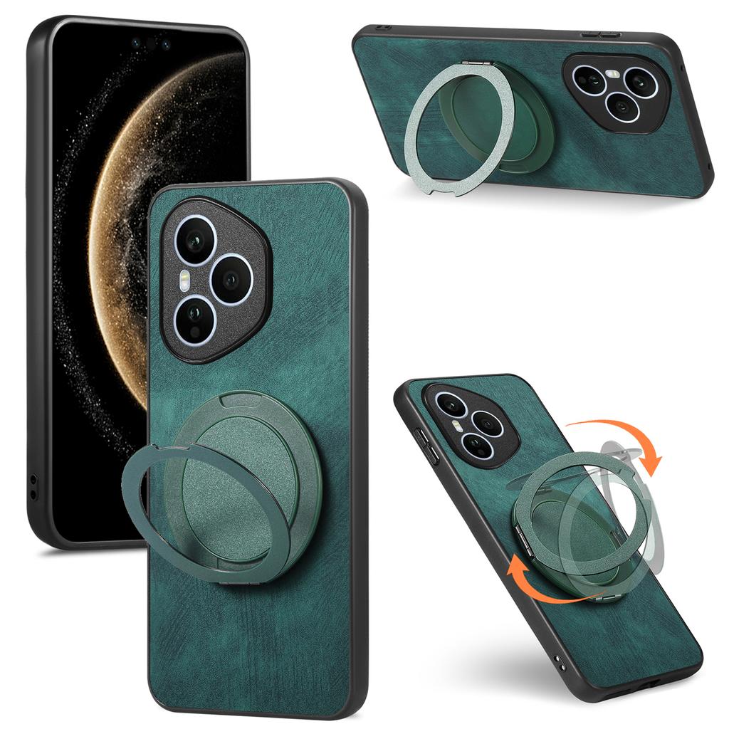 For Honor 400 Pro 5G (Global) Phone Case with Rotating Kickstand Stress Relief Retro Leather Back Cover
