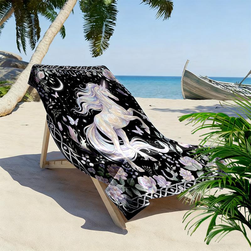 Vintage Floral Dragon Print Strandtuch, Großes Weiches Schnelltrocknendes Handtuch für Strand Camping Schwimmen