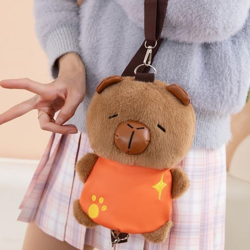 New Cute Capibara Plush Shoulder Bags Soft Kawaii Capybara Single-shoulder Bag Girls' Casual Crossbody Bag for Women Gifts