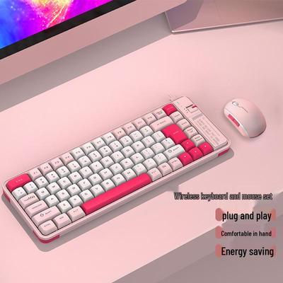 Wireless Bluetooth 2.4G Rechargeable Keyboard and Mouse Set - Dual Mode, Colorful Design for Girls, Office, and Business Use