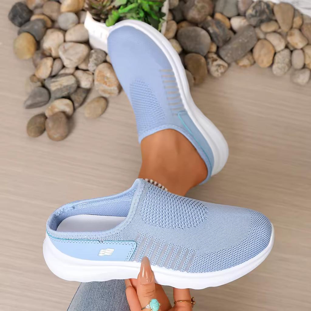 Women's Summer Openwork Knit Mesh Slippers: Versatile for Home and Outings, Slip-On Style with Non-Slip Soft Soles, Breathable Walking Shoes