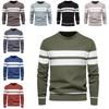 Urban Style Mens Striped Blend Pullover With High Elasticity For Casual Autumn Wear