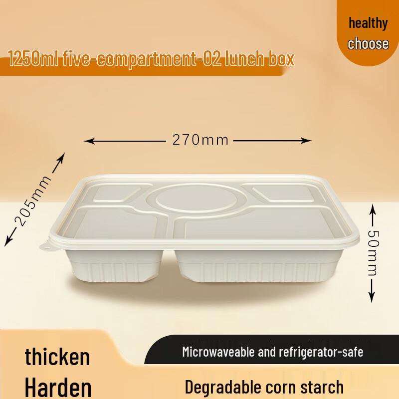 Xinran Biodegradable 5-Compartment Corn Starch Meal Box