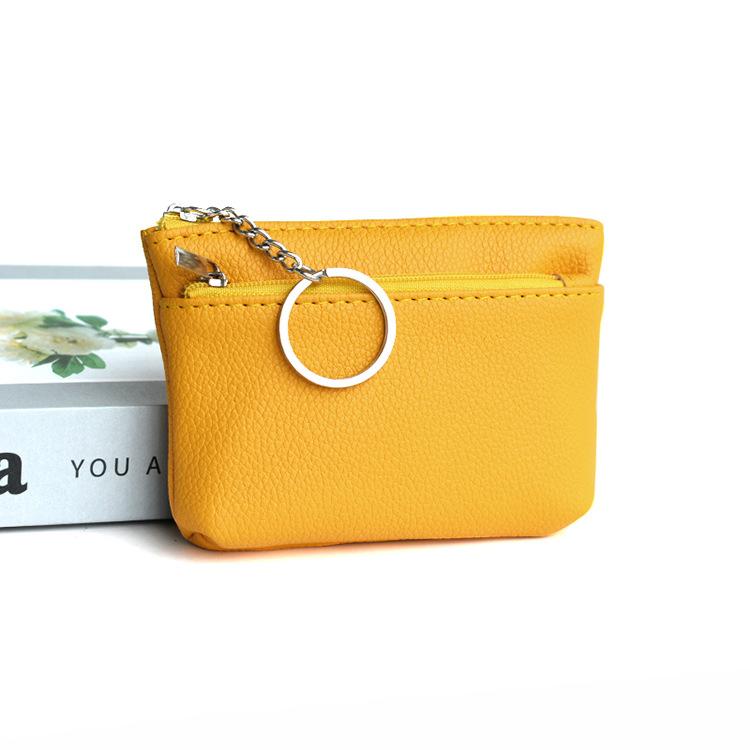 Mini PU Leather Coin Purse Keychain Wallet Multifunctional Zipper Card Holder Fashion Key Bag Key Ring Small Wallet